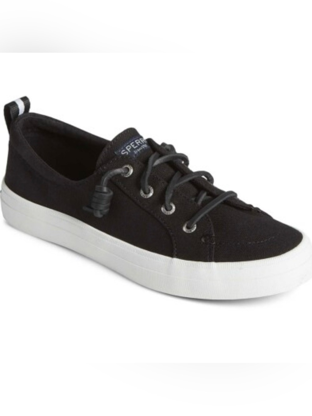 Sperry womens Black Low-Top Canvas Sneakers with White Sole